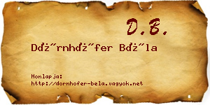Dörnhöfer Béla névjegykártya